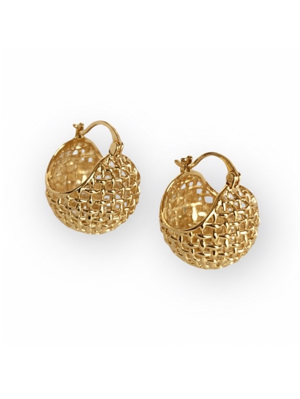 LAST 1🔥 Basketweave Huggie Earrings | 14K Gold Plated | Dainty Waterproof Jewelr
